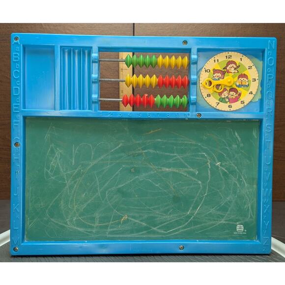 Vtg Double Sided Learning Activity Chalk Board Magnetic Alphabet Clock Abacus - Picture 4 of 8